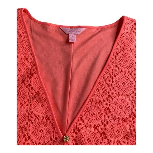 Lilly Pulitzer Lamora Pucker Pink‎ Breakers Lined Size Medium Lace Tunic Dress - Picture 9 of 16